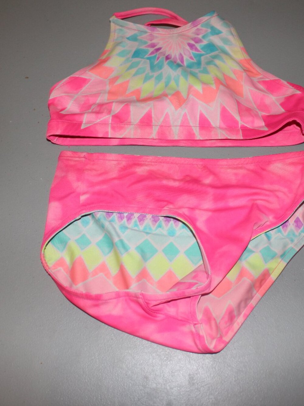 Multi Color Reversibile 2 Pcs Justice Bikini Swimsuit Size 14